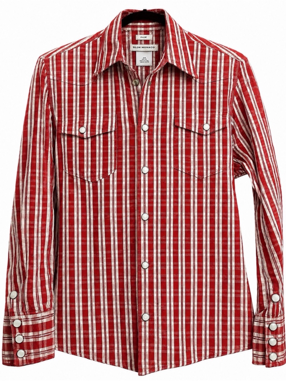 Club Monaco Red and White Plaid Men’s Button-Up Shirt